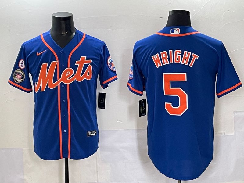 Men 2025 New York Mets #5 Wright Blue Game Nike MLB Jersey style 07->new york mets->MLB Jersey